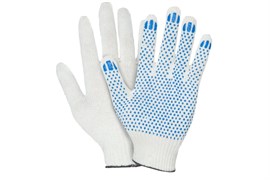 Перчатки х/б С ПВХ, 4 нит.10класс,(белые) (300пар/уп) 00-00009886