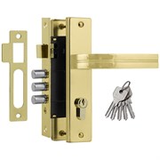 Замок врезной цилиндровый НОРА-М 706К комплект с ручками - Золото - 61,5 мм 19216