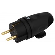 Вилка Vх11-B-IP44 ЭРА каучуковая c/з 16А IP44 с кольцом угловая черная  Б0055416