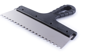 Шпатель  300мм зубчатый  4*4 мм  с антикорр.покр, нерж. сталь АКОР (24шт/уп) 4680031534208