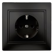 1-206-05  Intro Розетка 2P+E Schuko со шторками, 16А-250В, IP20, СУ, Plano, антрацит Б0053928