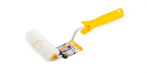 Мини-валик  110 мм полиамид d 15 мм, бюгель 6 мм, ворс 12 мм, белый с желтой полосой АКОР(50шт/уп) 502 30 110