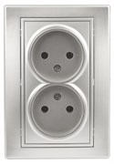 1-204-03 Intro Розетка 2х2P, 16А-250В, IP20, СУ, Plano, алюминий (10/100/1500) Б0053907