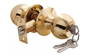 Ручка дверная( шар) Rucetti HK-01 L PG ,комплект с механизмом ключ- фиксатор .золото 9010657