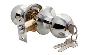 Ручка дверная(шар) Rucetti HK-01 L PС ,комплект с механизмом ключ- фиксатор .хром 9010658