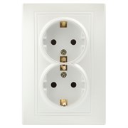 1-205-06  Intro Розетка 2X2P+E Schuko, 16А-250В, IP20, СУ, Plano, перламутр Б0053920