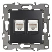 12-3108-05 ЭРА Розетка информационная двойная 2XRJ45, IP20, Эра12, антрацит Б0014733