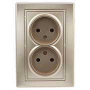 1-204-04  Intro Розетка 2х2P, 16А-250В, IP20, СУ, Plano, шампань Б0053909