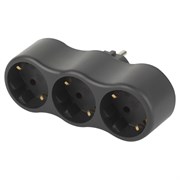 Тройник ЭРА SPx-3e-B на 3 розетки с/з 16А ,черный Б0059723