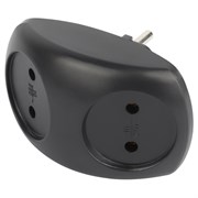 Тройник ЭРА SPx-2-В на 2 розетки б/з 10А ,черный Б0059720