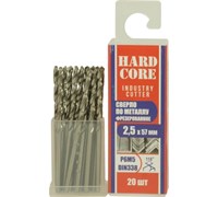 Сверло по металлу  2,5 x57 мм, Р6М5  фрезерованное HARDCORE  (20шт/уп) 146025