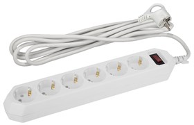 Сетевой фильтр USF-6es-3m-W-BOX ЭРА (белый) с/з 3x0,75мм2 с выкл, 6гн 3м Б0037262