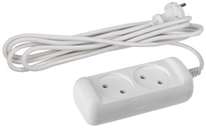 U-2-5m-2x1 без заземления 2 розетки 5м ПВС 2x1мм2 10А Удлинитель ЭРА Б0028361