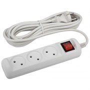 U-3s-5m-2x1 без заземления c выключателем 3 розетки 5м ПВС 2x1мм2 10А Удлинитель ЭРА Б0044051