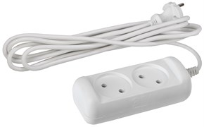 UX(6)-2-1,5m без заземления 2 розетки 1,5м ПВС 2x0,75мм2 6А белый Удлинитель ЭРА Б0038564