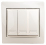 1-106-02 Intro Выключатель тройной, 10А-250В, IP20, СУ, Plano, сл.кость (10/200/2400) Под заказ Б0027606