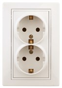 1-205-02 Intro Розетка 2X2P+E Schuko, 16А-250В, IP20, СУ, Plano, сл.кость (10/100/1200) Б0053916