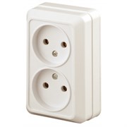 2-203-02 Intro Розетка 2х2P, 16А-250В, IP20, ОУ, Quadro, сл.кость (10/100/1600) Под заказ Б0027653