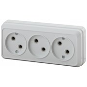 2-205-01 Intro Розетка 3х2P, 16А-250В, IP20, ОУ, Quadro, белый (10/200/2400) Б0053809