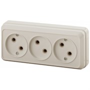 2-205-02 Intro Розетка 3х2P, 16А-250В, IP20, ОУ, Quadro, сл.кость (10/200/2400) Под заказ Б0036142