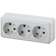 2-206-01 Intro Розетка 3х2P+E, 16А-250В, IP20, ОУ, Quadro, белый (7/140/1680) Б0053819