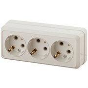 2-206-02 Intro Розетка 3х2P+E, 16А-250В, IP20, ОУ, Quadro, сл.кость (7/140/1680) Под заказ Б0053821