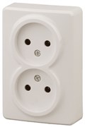 11-2202-02 ЭРА Розетка 2х2P,16A-250В, IP20, ОУ, Эра Эксперт, сл.кость (18/180/2880) Б0020683