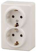 11-2205-02 ЭРА Розетка 2х2P+E Schuko, 16A-250В, IP20, ОУ, Эра Эксперт, сл.кость (12/120/1920) Б0020692