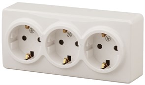 11-2208-02 ЭРА Розетка 3х2P+E Schuko, 16A-250В, IP20, ОУ, Эра Эксперт, сл.кость (6/60/1200) Б0020701
