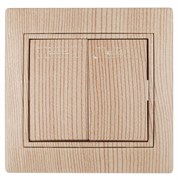 1-104-11 Intro Выключатель двойной, 10А-250В, IP20, СУ, Plano, сосна Б0053771