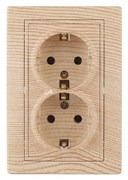 1-205-11 Intro Розетка 2X2P+E Schuko, 16А-250В, IP20, СУ, Plano, сосна Б0053922