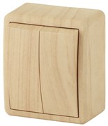 11-1204-11 ЭРА Выключатель двойной,10АХ-250В, IP20, ОУ, Эра Эксперт, сосна Б0020665