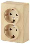 11-2205-11 ЭРА Розетка 2х2P+E Schuko, 16A-250В, IP20, ОУ, Эра Эксперт, сосна Б0020693