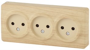 11-2207-11 ЭРА Розетка 3х2P, 16A-250В, IP20, ОУ, Эра Эксперт, сосна Б0020699