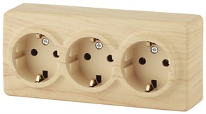11-2208-11 ЭРА Розетка 3х2P+E Schuko, 16A-250В, IP20, ОУ, Эра Эксперт, сосн Б0020702