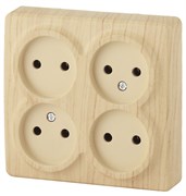 11-2210-11 ЭРА Розетка 4х2P, 16A-250В, IP20, ОУ, Эра Эксперт, сосна Б0020708