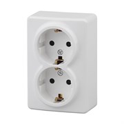 11-2205-01 ЭРА Розетка 2х2P+E Schuko,16АХ-250В, ОУ, Эра Эксперт, белый (двухместная с заземлением) Б0020691