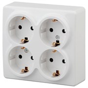 11-2211-01 ЭРА Розетка 4х2P+E Schuko со шторками,16АХ-250В, ОУ, Эра Эксперт, белый (четерехмест с  Б0020709