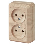 2-203-11 Intro Розетка 2х2P, 16А-250В, IP20, ОУ, Quadro, сосна Б0053798