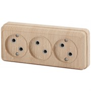 2-205-11 Intro Розетка 3х2P, 16А-250В, IP20, ОУ, Quadro, сосна Б0053817