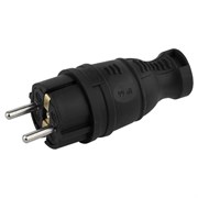 Вилка V8-B-IP44 ЭРА  каучуковая з/з прямая 16A IP44 черная Б0044540