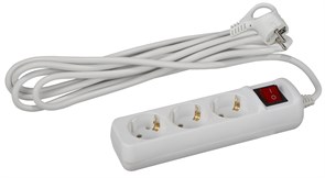 U-3es-3m-3x1 с заземлением с выключателем 3 розетки 3м ПВС 3x1мм2 16А Удлинитель ЭРА Б0028378