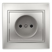 1-201-03 Intro Розетка 2P, 16А-250В, IP20, СУ, Plano, алюминий Б0053863