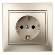 1-202-04 Intro Розетка 2P+E Schuko, 16А-250В, IP20, СУ, Plano, шампань  Б0053879