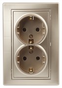 1-205-04  Intro Розетка 2X2P+E Schuko, 16А-250В, IP20, СУ, Plano, шампань Б0053918