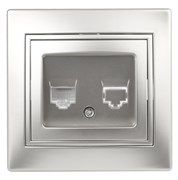 1-303-03  Intro Розетка информационная RJ45, IP20, СУ, Plano, алюминий Под заказ Б0030086