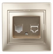 1-303-04  Intro Розетка информационная RJ45, IP20, СУ, Plano, шампань Под заказ Б0030087