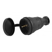 Розетка кабельная R8-B-IP44 ЭРА c/з  прямой 16A IP44 черный каучуковый Б0044541