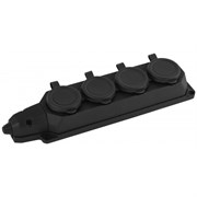 Колодка K-4e-B-IP44 ЭРА каучуковая с/з 4гн 16A IP44 черная  Б0044546