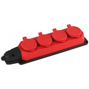 Колодка K-4e-RED-IP44 ЭРА каучуковая с/з 4гн 16A IP44 красная Б0044553